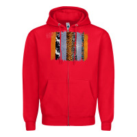 Red Western Cowhide Glitter Aztec Leopard Pattern Brushstroke Zipper Hoodie - Bettercallsaul