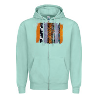 Seafoam Western Cowhide Glitter Aztec Leopard Pattern Brushstroke Zipper Hoodie - Bettercallsaul