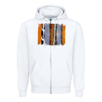 White Western Cowhide Glitter Aztec Leopard Pattern Brushstroke Zipper Hoodie - Bettercallsaul