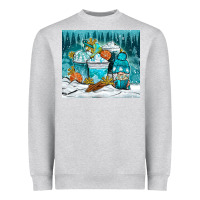 Heather Grey winter coffee cups with gnome Heavyweight Sweatshirt - NancyCooperArtShop