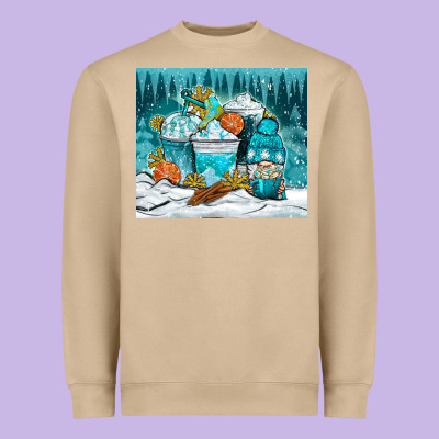 Winter Coffee Cups With Gnome Heavyweight Sweatshirt Designed By Nancycooperartshop