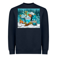 Navy winter coffee cups with gnome Heavyweight Sweatshirt - NancyCooperArtShop