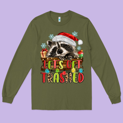 Lets Get Trashed With Raccoon Long Sleeve Tee Designed By Maliassmallbusiness