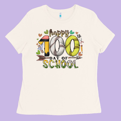 Happy 100 Day Of School Ladies Tee Designed By Racoondesign