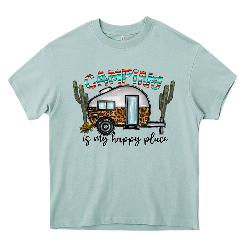 Camping Is My Happy Place Heavy Core Tee by CowhideDigitalArt | Teevron