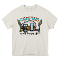 Cream camping is my happy place Heavy Core Tee - CowhideDigitalArt