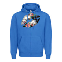 True Royal Cowhide And Flowers Lips Zipper Hoodie - Bettercallsaul