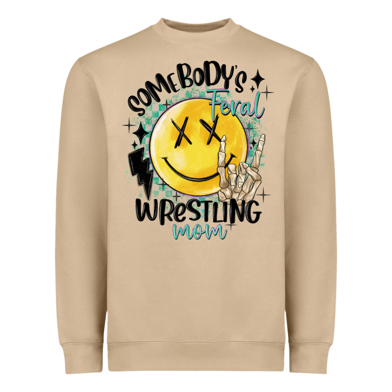 Somebody's Feral Wrestling Mom Heavyweight Sweatshirt by MaliasSmallBusiness | Teevron