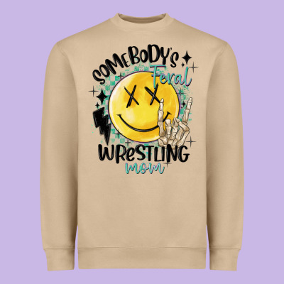 Somebody's Feral Wrestling Mom Heavyweight Sweatshirt Designed By Maliassmallbusiness