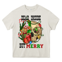 Cream Dead İnside But Merry Human Skull Heavy Core Tee - FaDigitalArtStudio