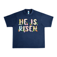 Navy he is risen Urban Heavy Tee - MaliasSmallBusiness