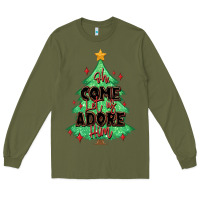 Army Green oh come let us adore him christmas tree Long Sleeve Tee - MaliasSmallBusiness
