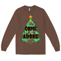 Chestnut oh come let us adore him christmas tree Long Sleeve Tee - MaliasSmallBusiness