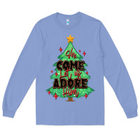 Colony Blue oh come let us adore him christmas tree Long Sleeve Tee - MaliasSmallBusiness