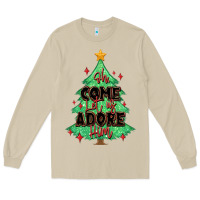 Mushroom oh come let us adore him christmas tree Long Sleeve Tee - MaliasSmallBusiness