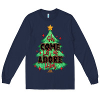 Navy oh come let us adore him christmas tree Long Sleeve Tee - MaliasSmallBusiness