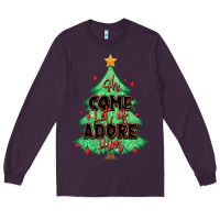 Plum oh come let us adore him christmas tree Long Sleeve Tee - MaliasSmallBusiness