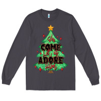 Smoke oh come let us adore him christmas tree Long Sleeve Tee - MaliasSmallBusiness