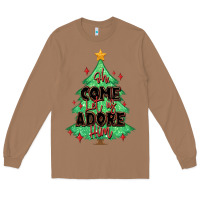 Toasted Coconut oh come let us adore him christmas tree Long Sleeve Tee - MaliasSmallBusiness