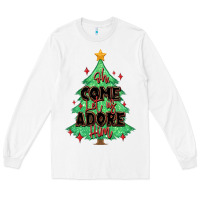 White oh come let us adore him christmas tree Long Sleeve Tee - MaliasSmallBusiness