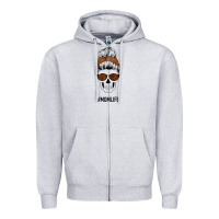 Brown Glitter, Western Vintage Patterned Mom Skull Zipper Hoodie | Teevron