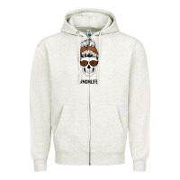 Oatmeal Heather Brown Glitter, Western Vintage Patterned Mom Skull Zipper Hoodie - Bettercallsaul