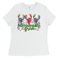 White happy crawdy gras Ladies Tee - RacoonDesign