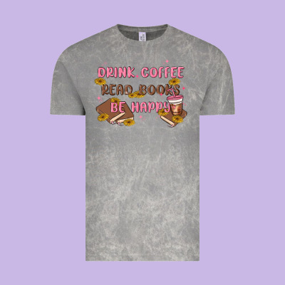Drink Coffee Read Books Be Happy Vintage Tee Designed By Maliassmallbusiness
