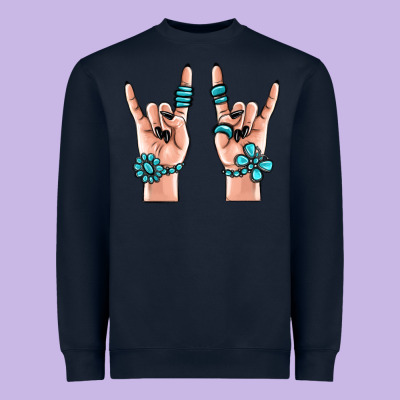 Gemstone Rock Hand Heavyweight Sweatshirt Designed By Maliassmallbusiness