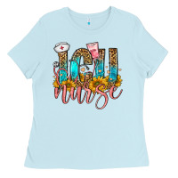 Baby Blue icu nurse Ladies Tee - FaDigitalArtStudio