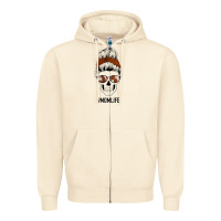 Sandshell Western Brown Glitter Cowhide Patterned Mom Skull Zipper Hoodie - Bettercallsaul
