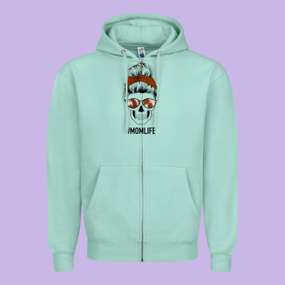 Western Brown Glitter Cowhide Patterned Mom Skull Zipper Hoodie Designed By Bettercallsaul