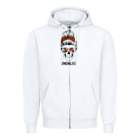White Western Brown Glitter Cowhide Patterned Mom Skull Zipper Hoodie - Bettercallsaul