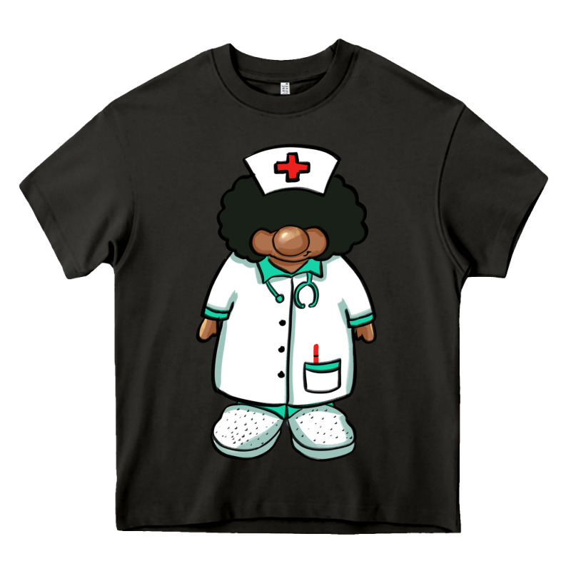 African Nurse Gnome Afro Hair Heavy Core Tee by BarkalooDesign | Teevron