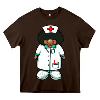 Chocolate Brown african nurse gnome afro hair Heavy Core Tee - BarkalooDesign