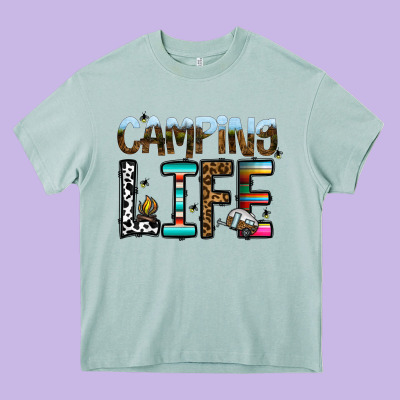 Camping Life Heavy Core Tee Designed By Cowhidedigitalart