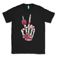 Pink Gemstone Peace Skeleton Hand Classic Tee | Teevron