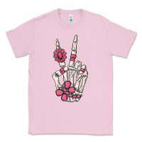 Bubblegum Pink pink gemstone peace skeleton hand Classic Tee - MaliasSmallBusiness