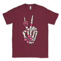 Burgundy pink gemstone peace skeleton hand Classic Tee - MaliasSmallBusiness