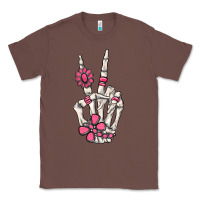 Chestnut pink gemstone peace skeleton hand Classic Tee - MaliasSmallBusiness