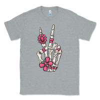 Heather Grey pink gemstone peace skeleton hand Classic Tee - MaliasSmallBusiness