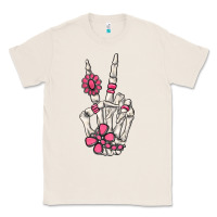 Natural pink gemstone peace skeleton hand Classic Tee - MaliasSmallBusiness