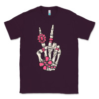 Plum pink gemstone peace skeleton hand Classic Tee - MaliasSmallBusiness