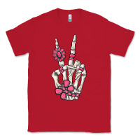 Red pink gemstone peace skeleton hand Classic Tee - MaliasSmallBusiness