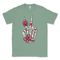 Sage pink gemstone peace skeleton hand Classic Tee - MaliasSmallBusiness