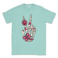 Seafoam pink gemstone peace skeleton hand Classic Tee - MaliasSmallBusiness