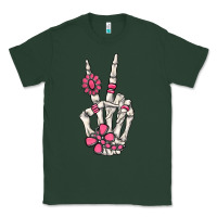 Sports Green pink gemstone peace skeleton hand Classic Tee - MaliasSmallBusiness