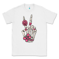 White pink gemstone peace skeleton hand Classic Tee - MaliasSmallBusiness