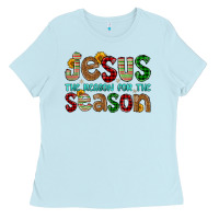 Baby Blue jesus the reason for the season Ladies Tee - FaDigitalArtStudio