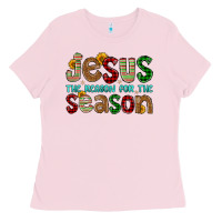 Bubblegum Pink jesus the reason for the season Ladies Tee - FaDigitalArtStudio
